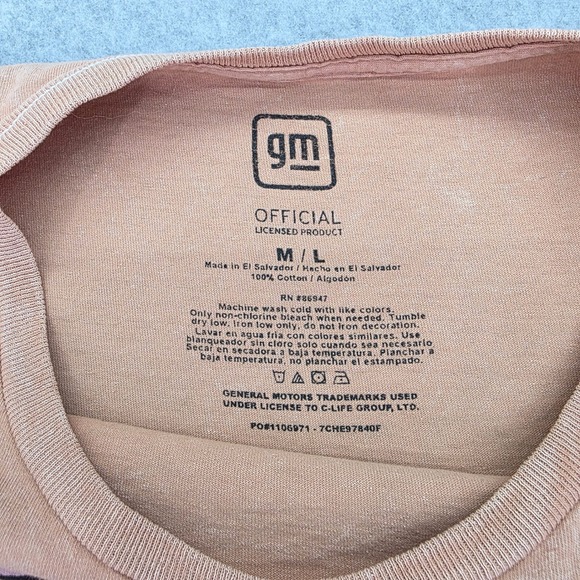 GM Pontiac GTO Retro Beach Vacation T-Shirt Men's Medium Peach Graphic Tee - Picture 4 of 10